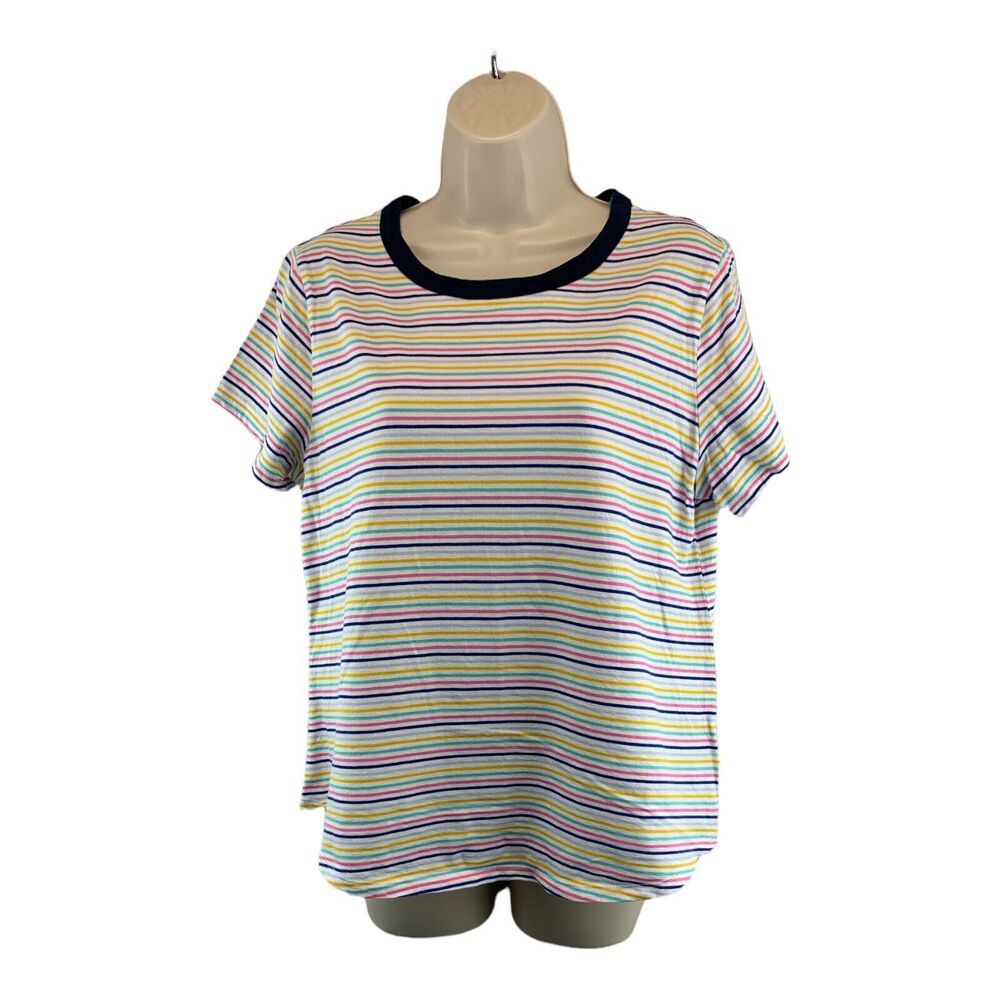Old Navy Womens Striped T Shirt Size Large Everyday Wear Tee Short Sleeve Cotton